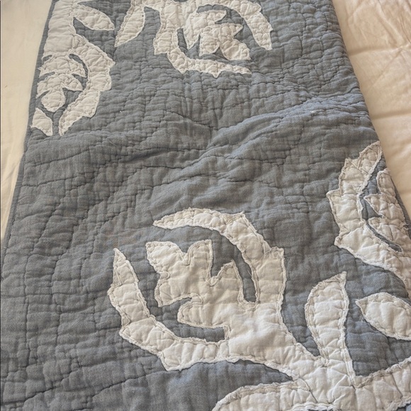 Pottery Barn Blue appliqué quilt king and one king sham - Picture 7 of 7